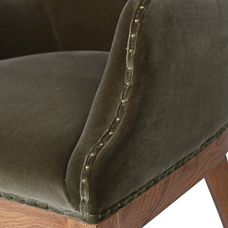 Olive Green Velvet Dining Armchair